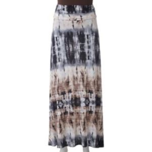 Grey/Brown/Cream Tie Dye Maxi Skirt Sz M